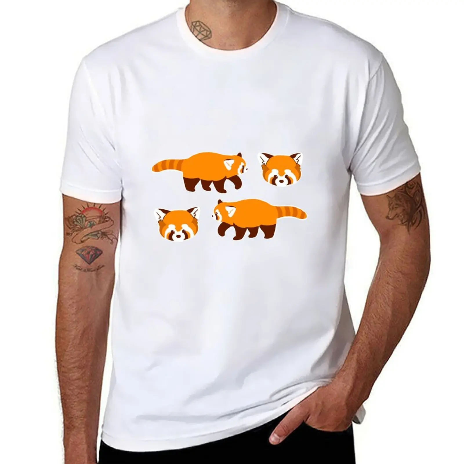 

Red Panda Pattern T-Shirt t shirts for man graphic funny man t shirt cotton T-Shirt