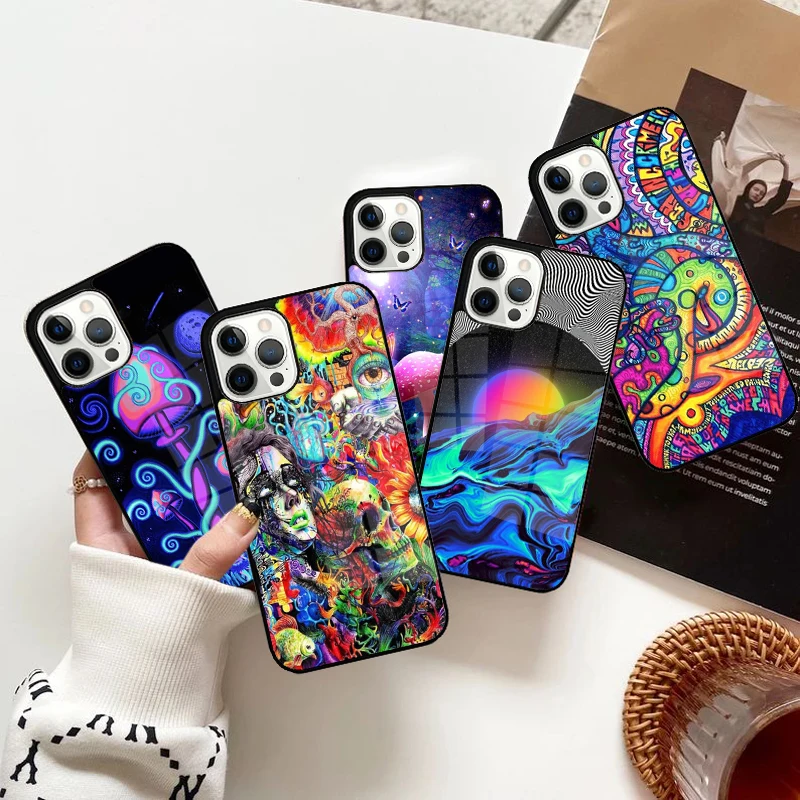 Psychedelic trippy abstract art Phone Case Magnetic for iPhone 15 16 14 13 Pro Max 11 12 Mini Magsafe Wireless Charging Cover