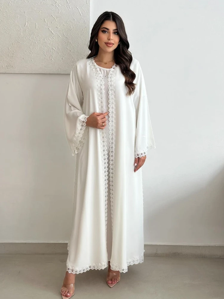 Muslim Dress Fashion Coat Middle East Dubai White Robe Women's New Outfit Abaya 2025 Spring New Style Elegant Long Dress