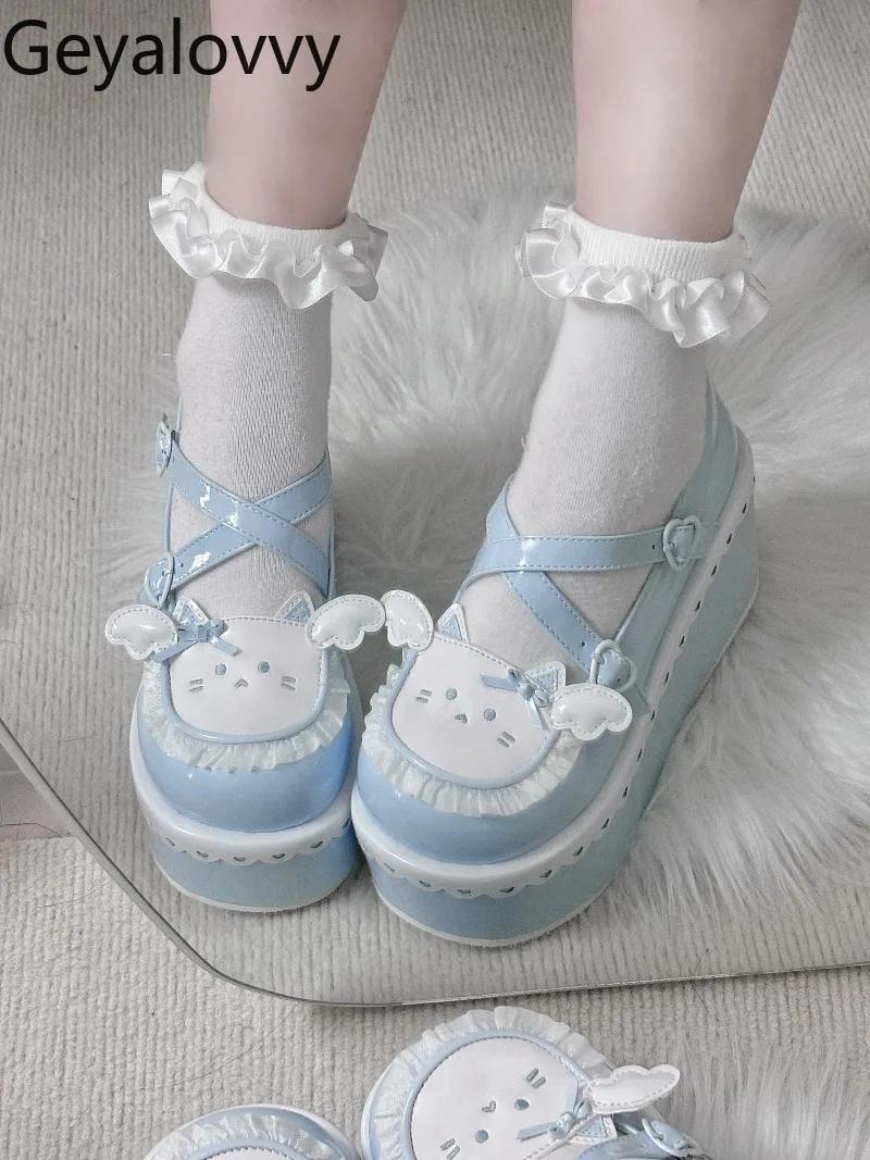 

Original Lolita Color-Block Versatile Thick-Soled Platform Shoes Japanese Style Round Toe Cute Sweet Girls Thick-Soled Shoes