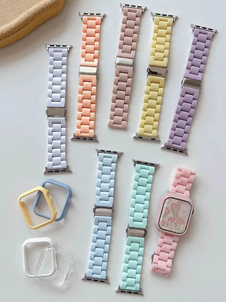 

For Apple Watch band 44mm 40mm 41mm 45mm 49mm 38mm 45 mm stainless steel candy color strap iwatch Series 8 7 6 SE 5 3 Ultra Band