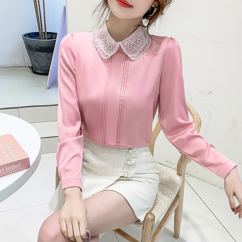 Long Sleeve White Blouse Chiffon Blouse Shirt Women Tops Female Blouse Women Blusas Mujer De Moda 2024 Women Blouses Blusa E374