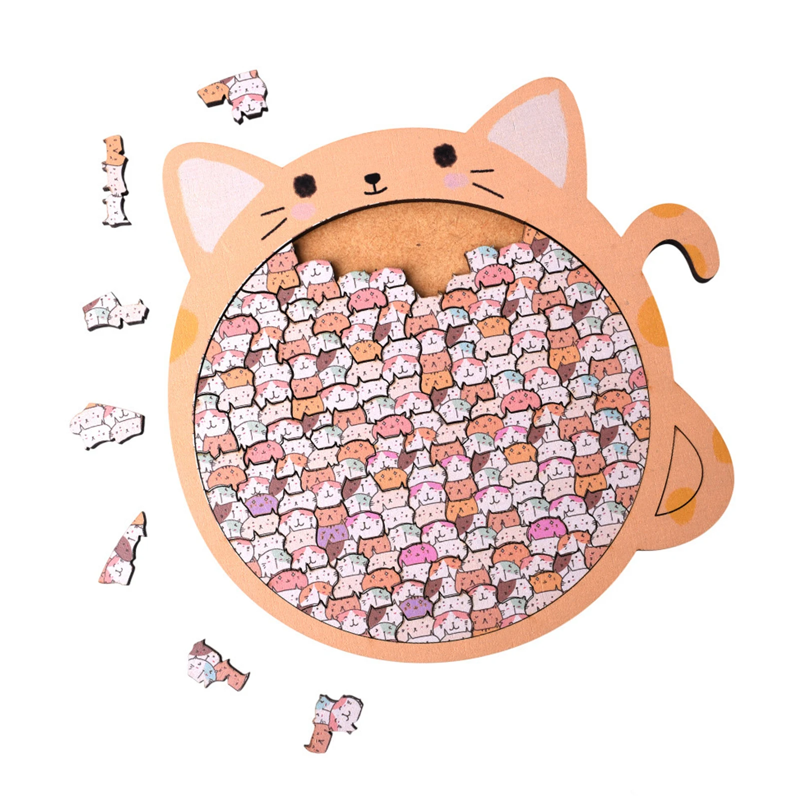 Cat-Shaped Wooden Jigsaw Puzzle, Cat Wooden Unique Design, Creative Sturdy Durable, Perfect For Christmas, Parties.