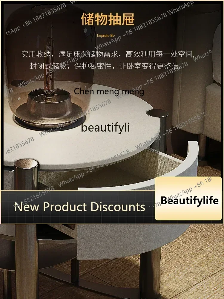 

xz1X1Light luxury rock slab bedside table Modern bedroom storage Bedside table Special-shaped bedside table