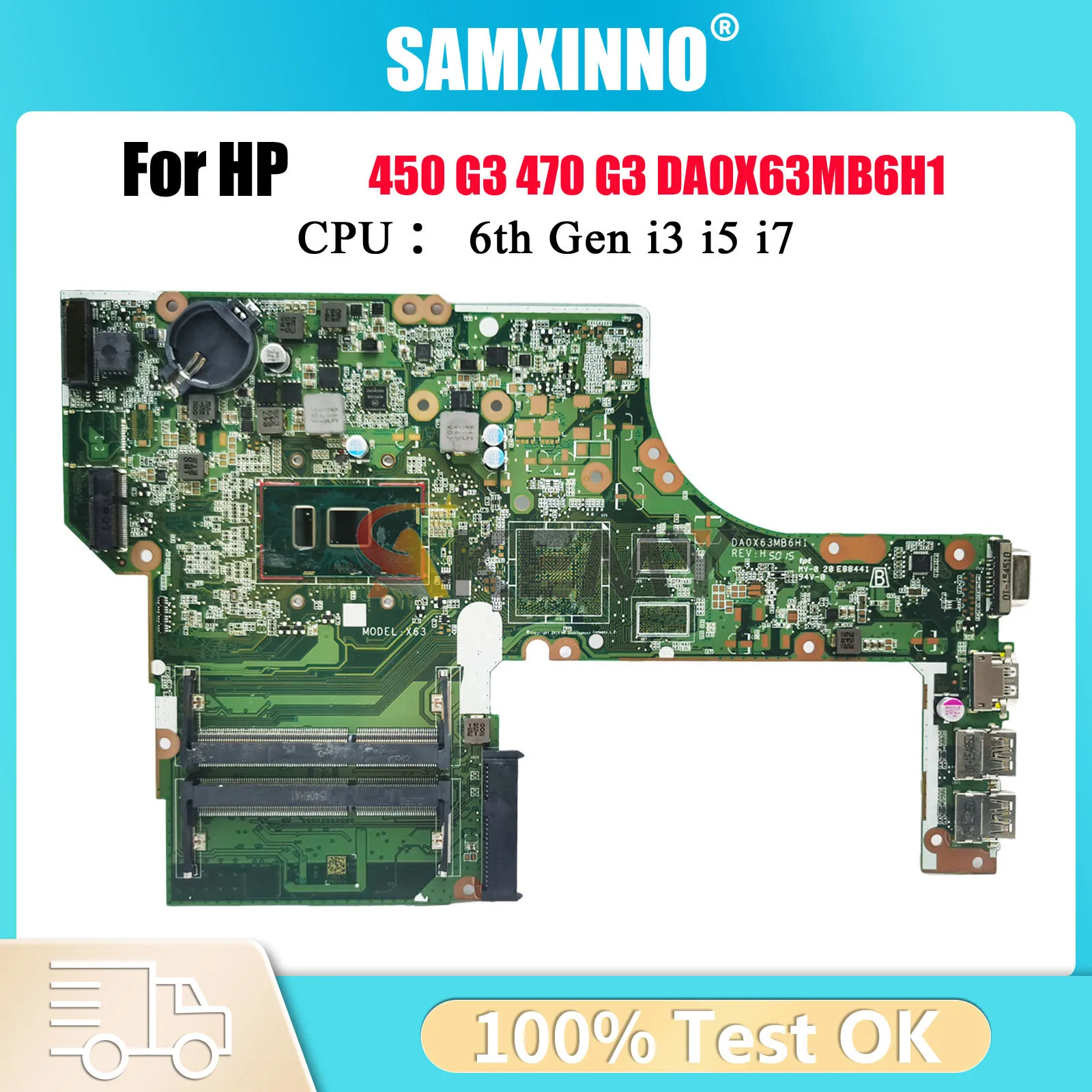 DA0X63MB6H1 Laptop Motherboard For HP ProBook 450 G3 470 G3 With i5 i7 CPU UMA 830932-601 830930-601 100% Fully Tested