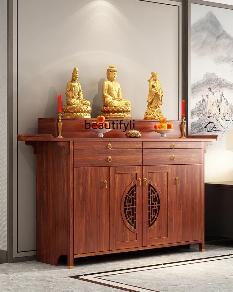 New Chinese Style Solid Wood Altar Incense Burner  Buddha Shrine God of Wealth Prayer Altar   Fragrant Fire Table