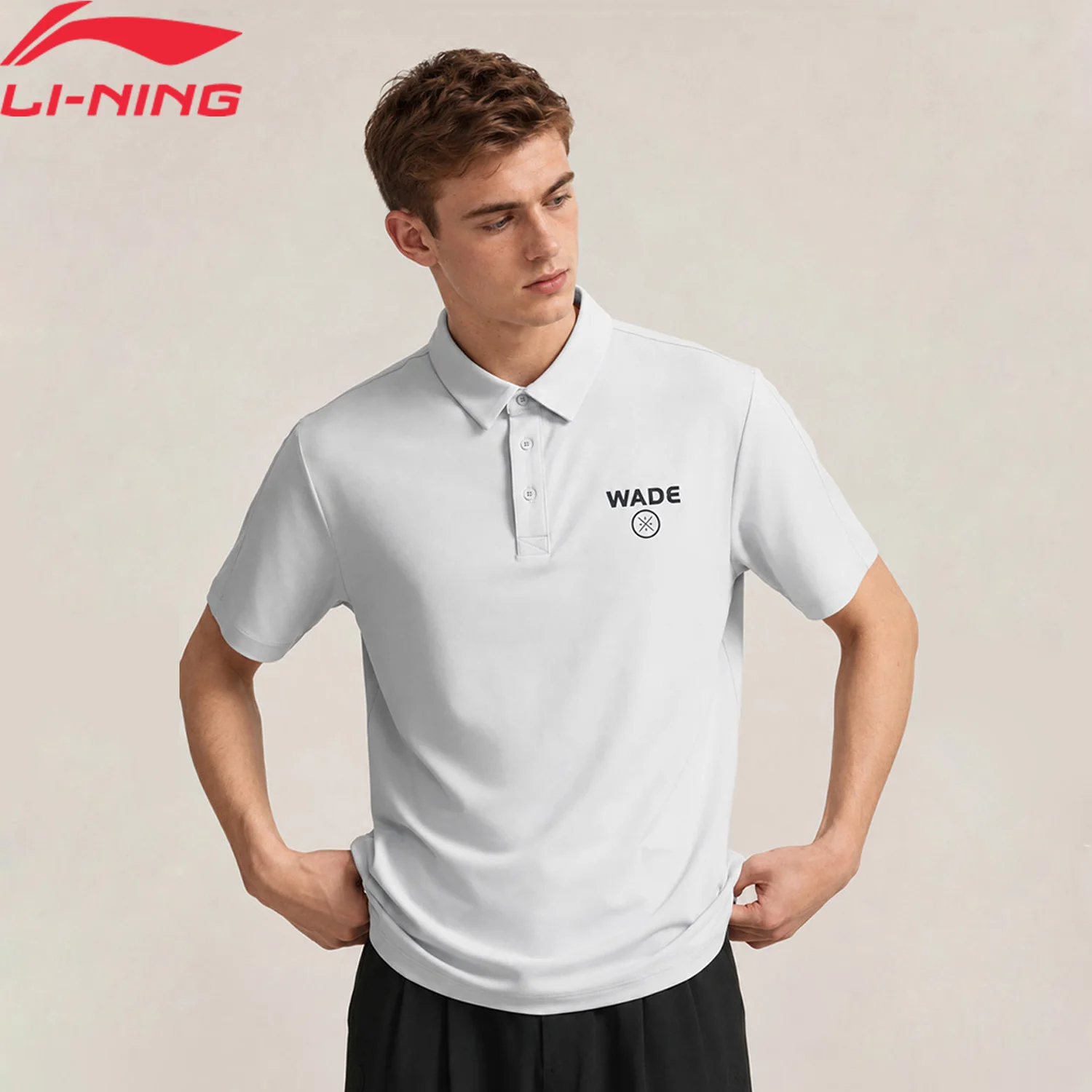 Li-Ning Men's Wade POLO Shirts LN COOL Regular Fit LN DRY 79%Polyamide 21%Elastane Soft Comfortable LiNing Sport T-shirt APLW141