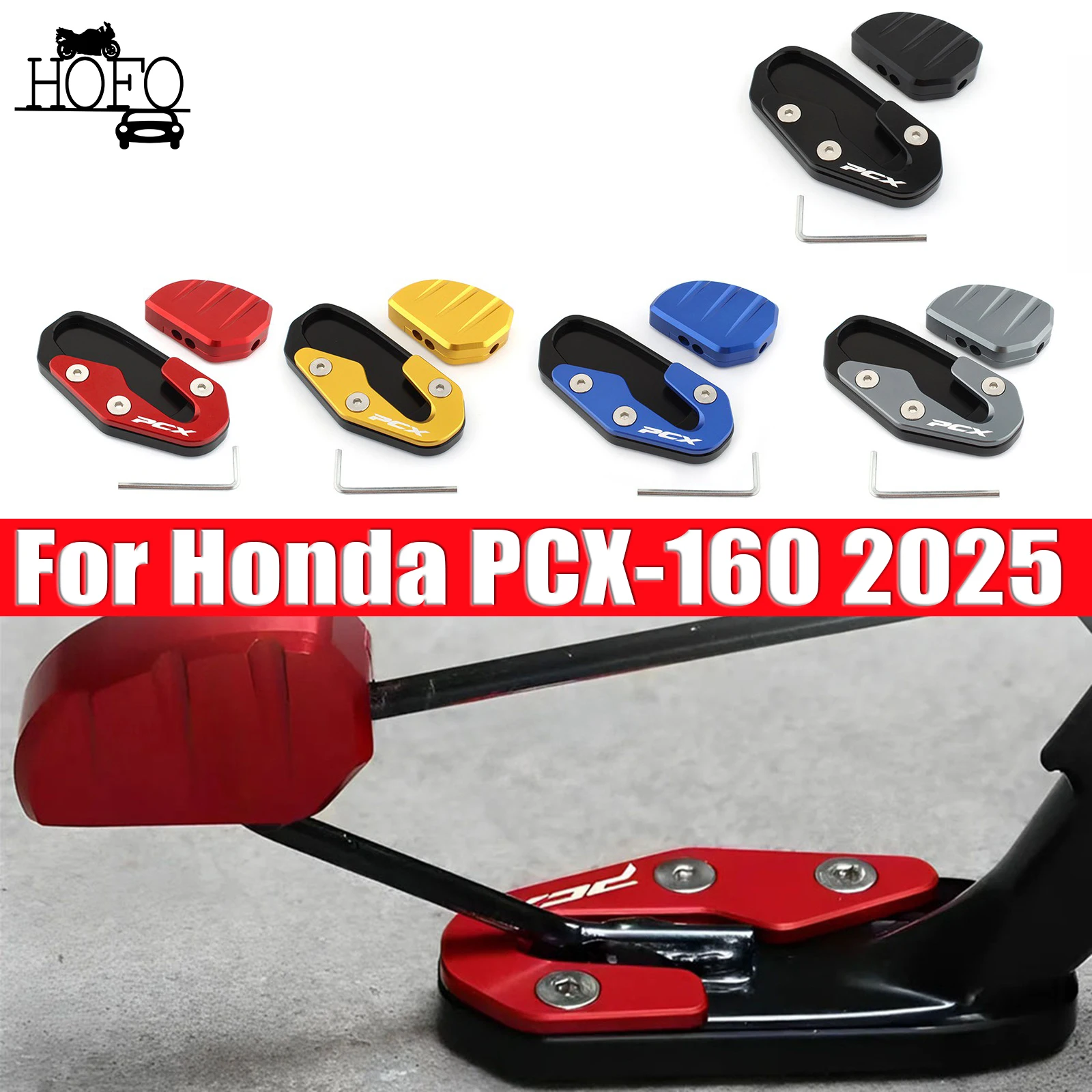 

Motorcycl Side Stand Extension Kick stand Enlarger Plate Pad for Honda PCX-160 2025