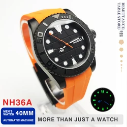 Luxury Men's Automatic Mechanical Watch Japan NH36 Movement Sapphire Glass Luminous Aseptic Dial Waterproof Black Case Clock