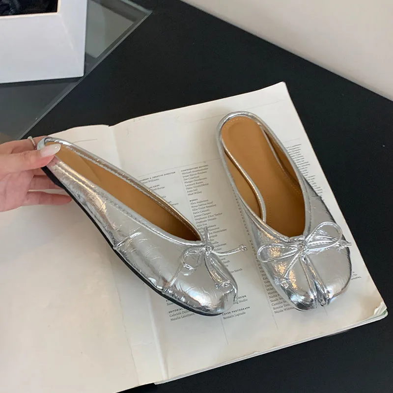 

Модные женские тапочки на плоской подошве с узлом-бабочкой, женская обувь на плоской подошве, женские тапочки на плоской подошве с необычным носком, туфли-лодочки