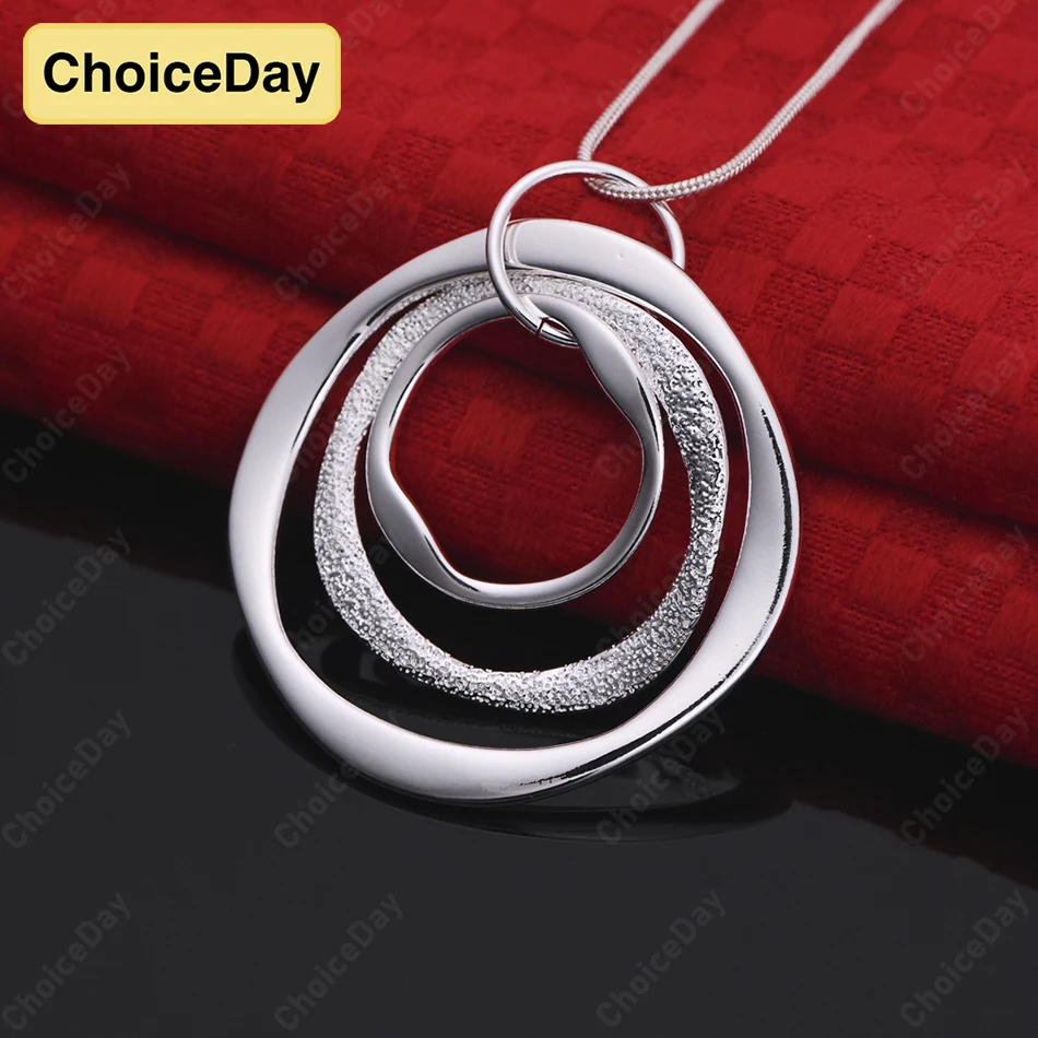 

ChoiceDay Fashion 925 Sterling Silver Exquisite 3-Layer Round Pendant Necklace Fashion Women's Accessories Jewelry Gift