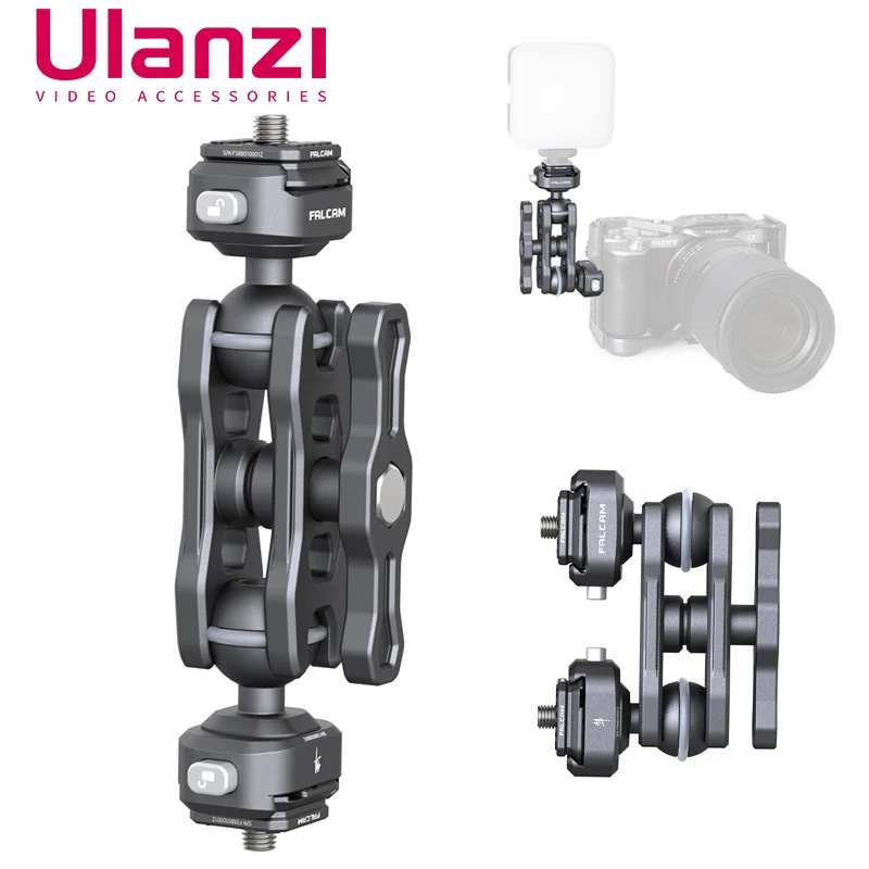 

Ulanzi Falcam F22 Dual Head Quick Release Magic Arm 360° Universal Adjustable Camera Clamp Super Clamp DSLR Accessories