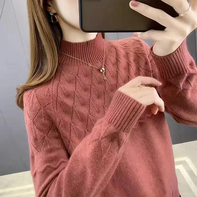 Nowe jesienne swetry na zimę ciepłe dziewiarskie damskie ubrania Pull Femme sweter bluzki z długim rękawem wydłużone swetry свитер женский