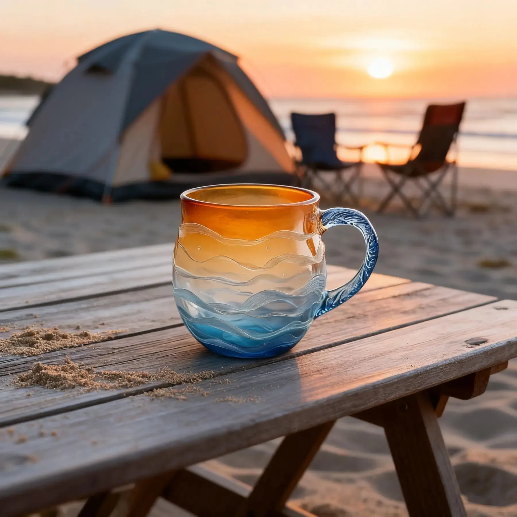 Sea View Glass Sunset Cup High Borosilicate Stripe Glass Cup Transparent Drinking Glasses for Juice Milk Tea Cups Ice Coffee Mug