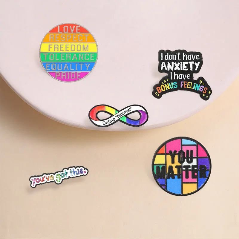 You've Got This Encouragement Enamel Pin Colorful Outline Brooch for Mental Health Support and Daily Wear Gift Style