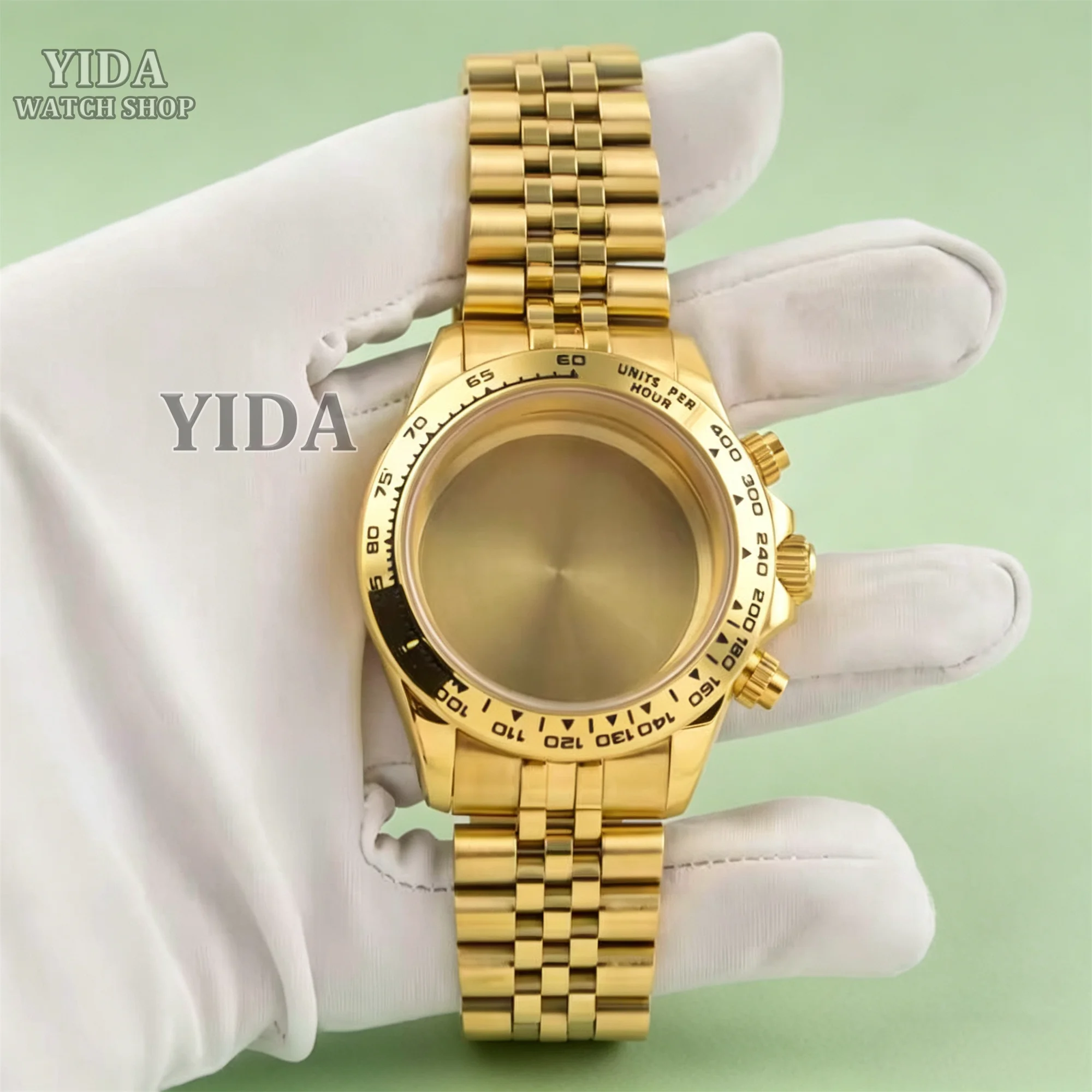 39mm VK63 Watch Case Waterproof Sapphire Glass for Daytona VK63 VK64 Movement 316L Stainless Steel Jubilee Band Fit 29.5mm Dial