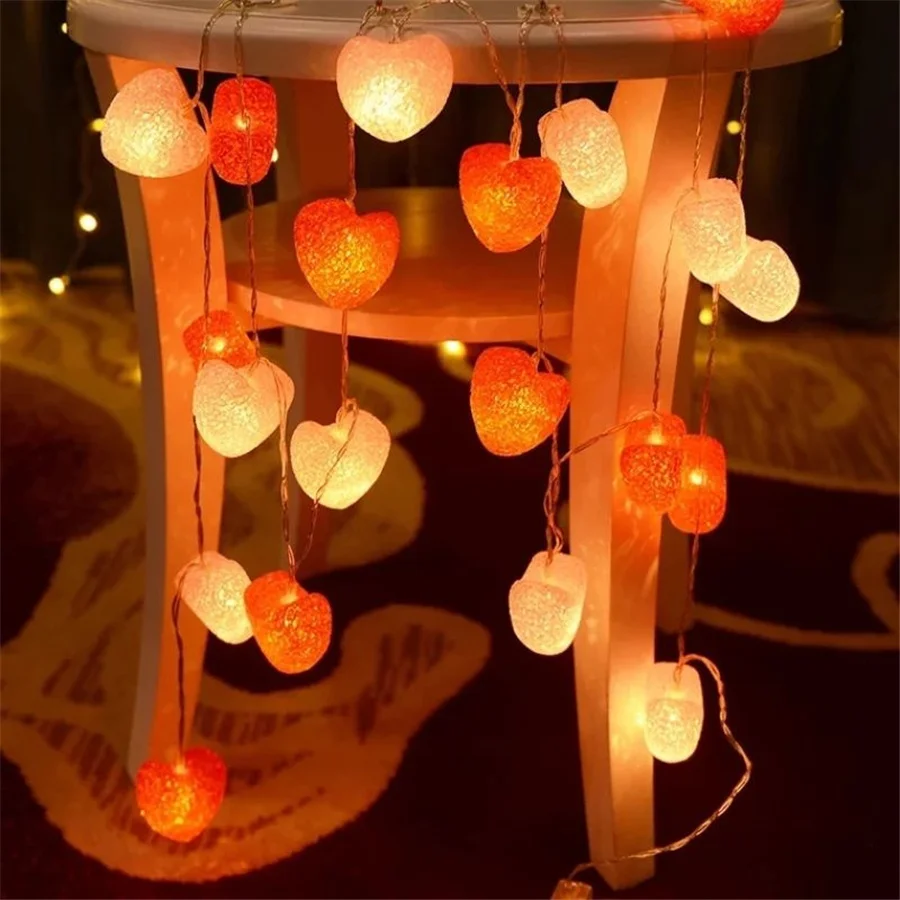 Alimentato a batteria 10/20LED Cuore d'amore romantico San Valentino Luce della stringa Ghirlanda di Natale Lucine per la decorazione della festa nuziale