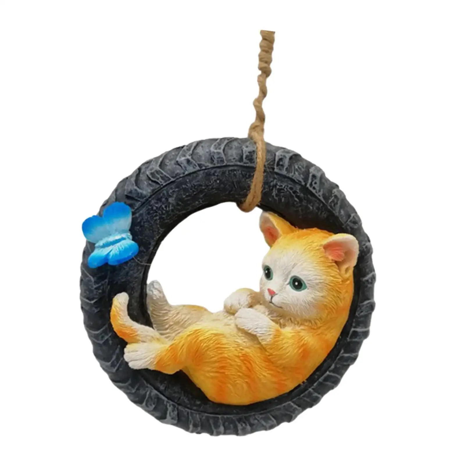 Resin Hanging Sculpture Tree Pendant Crafts Garden Statue Swing for Landscape Backyard indoor Fence Decoration