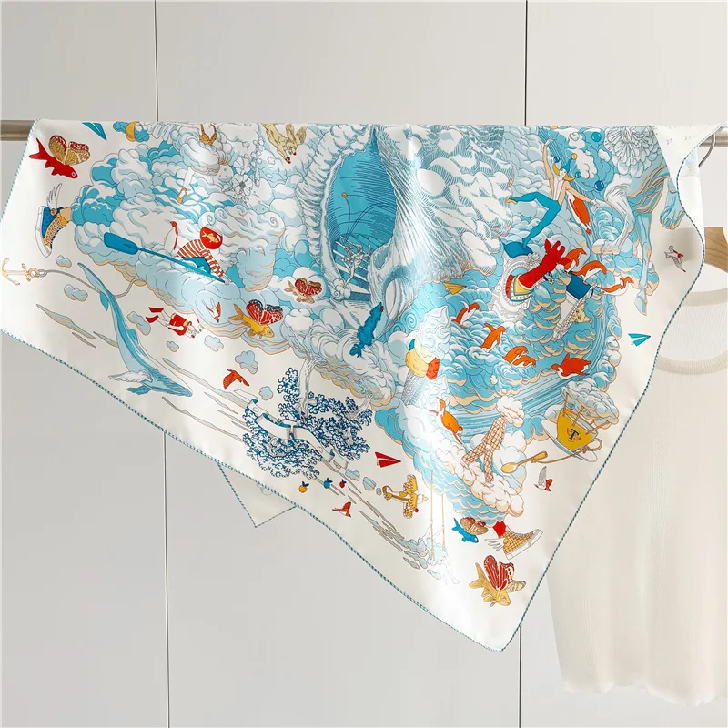 

Brand Designer Print 14mm Silk Twill Scarves Women Fashion Silk Square Scarf Shawl