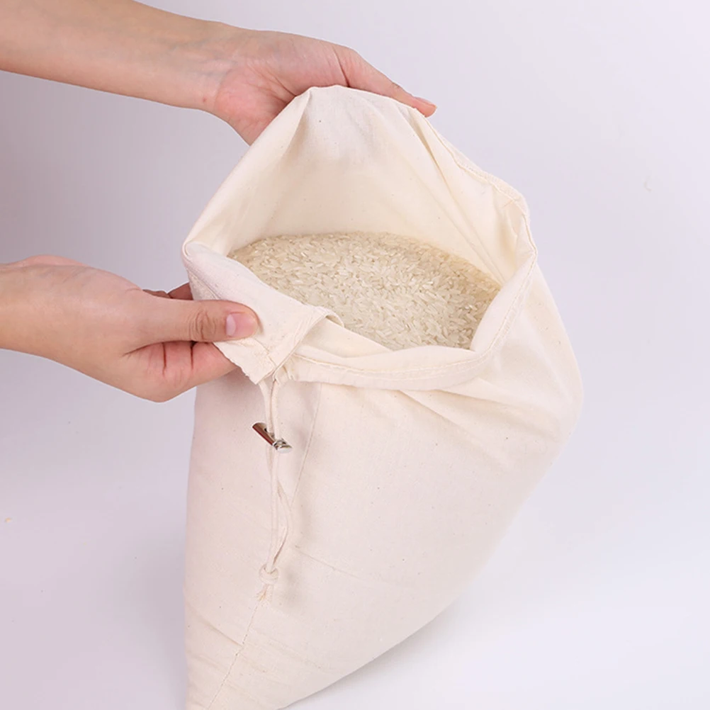

3pcs Cotton Shopping Bags Eco friendly Drawstring Storage Bag for Flour Rice Food Daily Use Household Storage Pouch