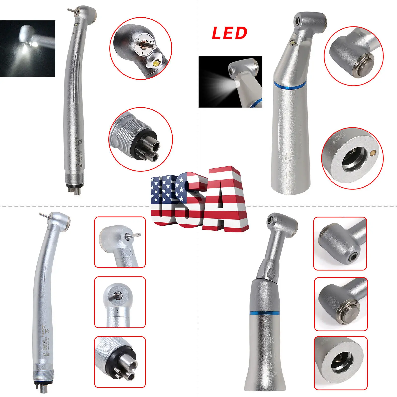 NSK /Kavo styl dentystyczny (LED) włókna światłowodowe o wysokiej/niska prędkość kątnica, pojedyncza/potrójna/wewnętrzna, sparowana turbina