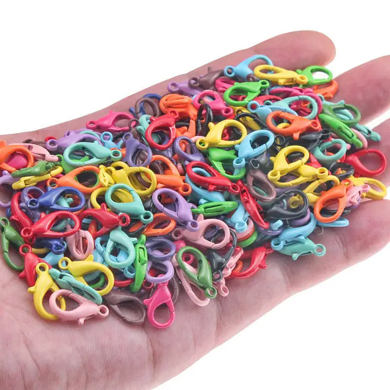 15-60Pcs 12.5-21mm Candy Colors Metal Lobster Clasps Hooks Keychain Sweet Key Rings For DIY Keychain Jewelry Making Accessories