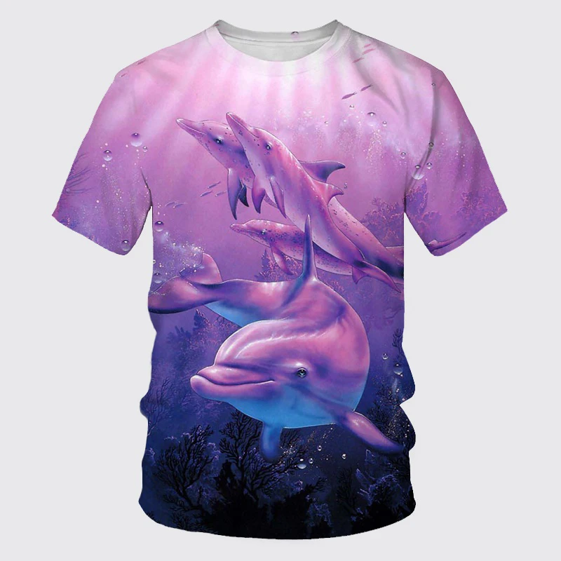 Dolphin T-Shirts Cute Sea Animal 3D Printed Streetwear Summer Men Women Casual Fashion Oversized T Shirt Male Tees Tops Clothing