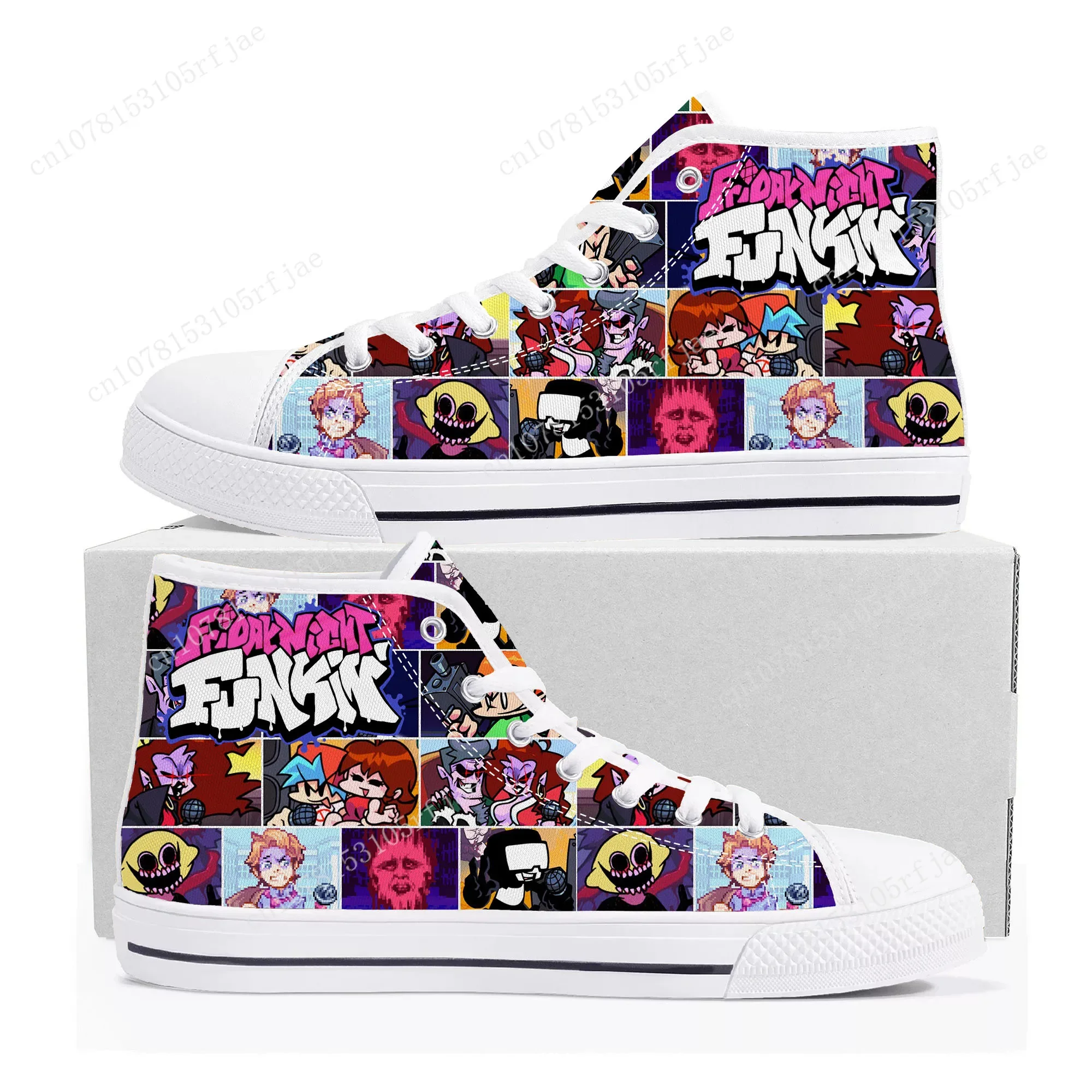 Funkin Cartoon Night Game Friday High Top Sneakers Mens Womens Teenager High Quality Canvas Shoes Casual Tailor Made Sneaker