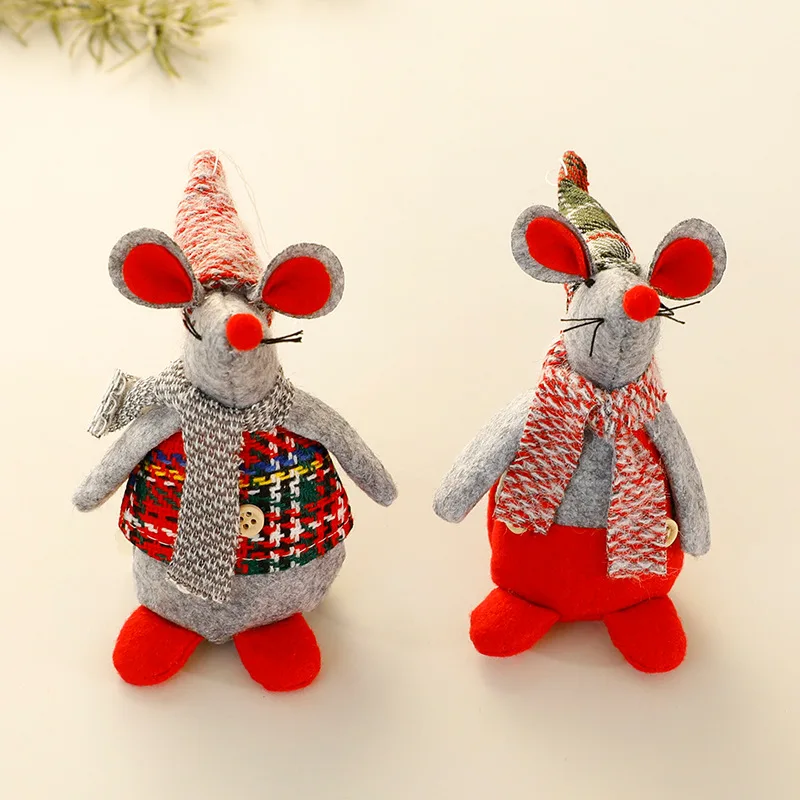 

1/2Pcs Christmas Ornaments Christmas Mouse Plush Toy Little Mouse Figurine Christmas Decorative Ornament