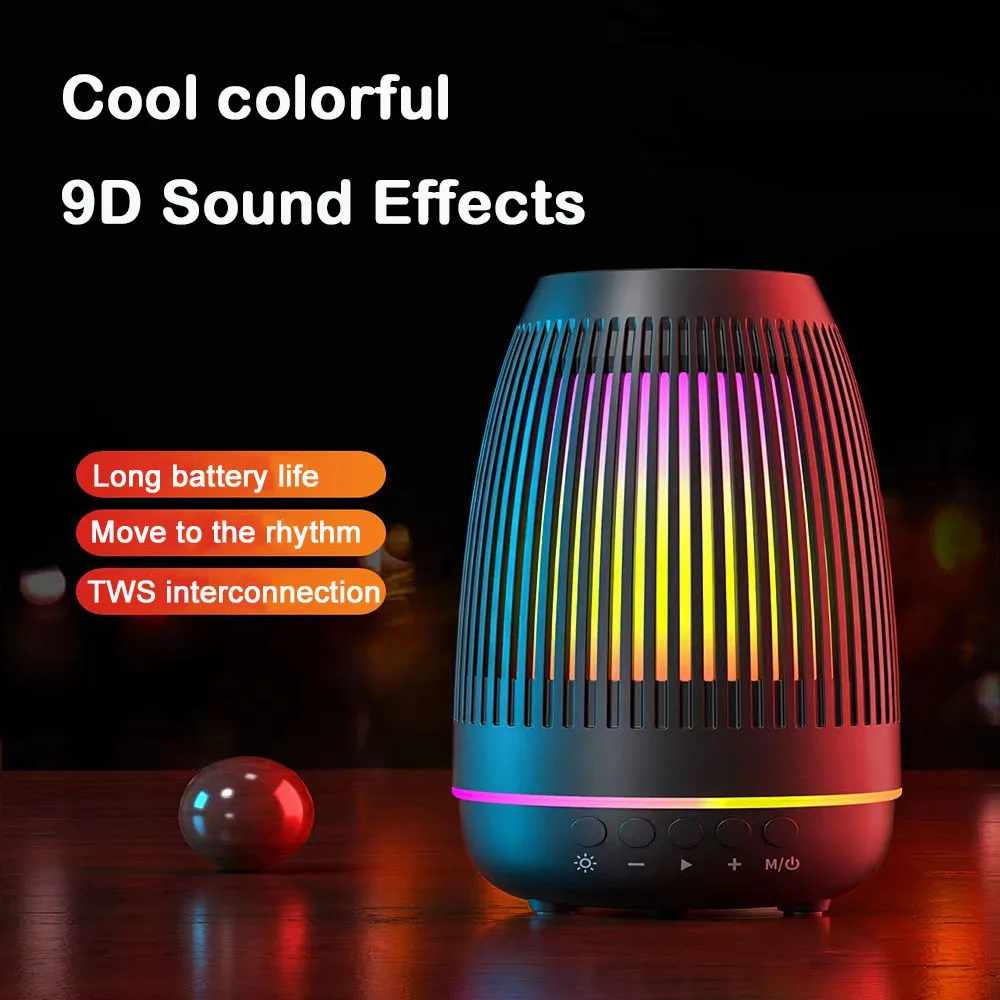 LED Bluetooth Speaker Colorful Portable FM Radio TWS Wireless Bass Subwoofer Music Player Boombox USB AUX Caixa De Som Portatil