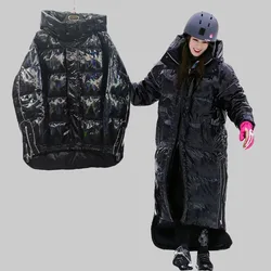 Abrigo largo de plumón de pato para mujer, Parka con capucha, grueso, impermeable, con láser brillante, 90%