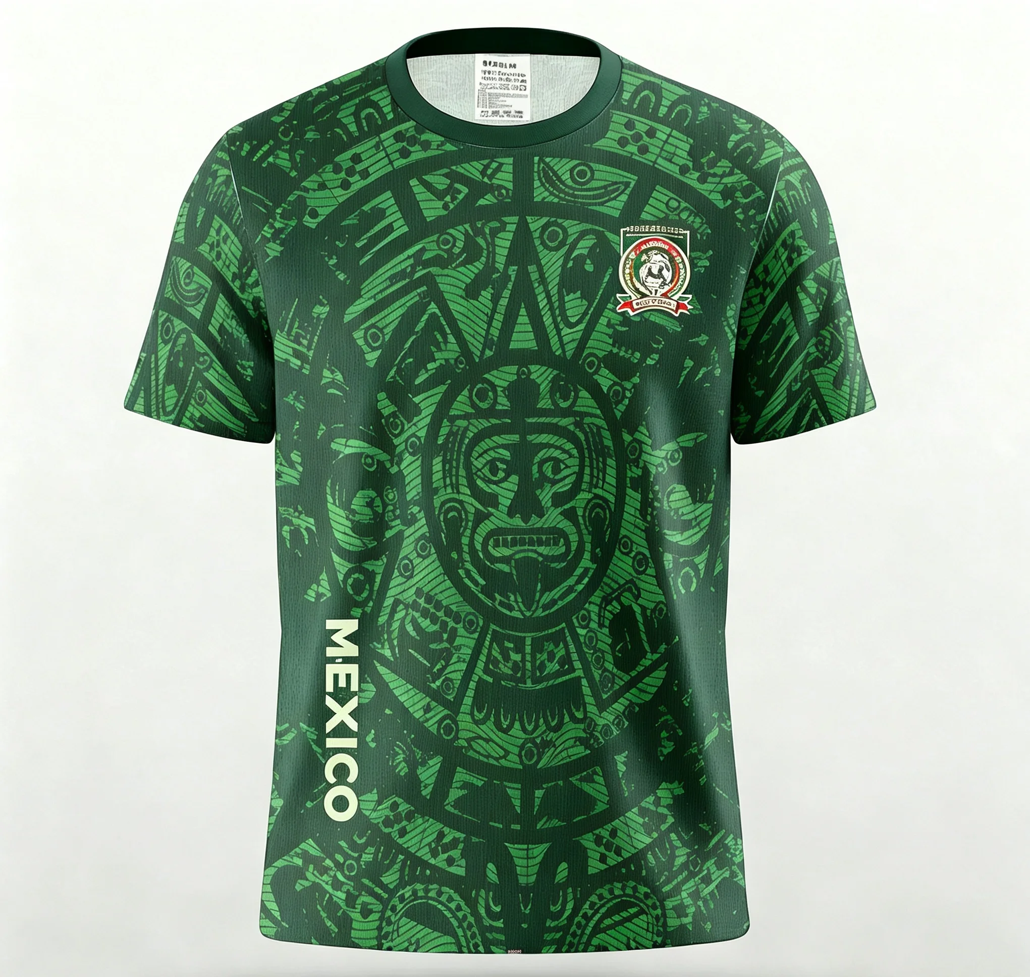 Mexico Themed Green Maya Totem Print Short Sleeve Top Unisex Quick Dry Breathable Casual Sports Tee
