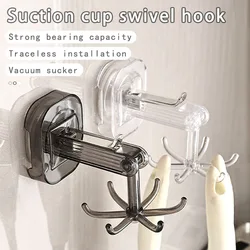 Wall Hanging Rotatable Hook With Suction Cup Multi-purpose Vacuum 6 Claw Hook Reusable Traceless Kitchen Bathroom Hook