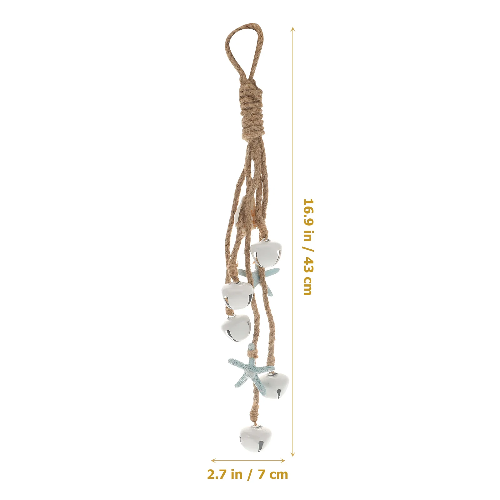 

2Pcs Mediterranean Style Hanging Decor Sea Star Hemp Rope Bells White Sky-Blue Vintage Hanging Ornament Marine Adornment