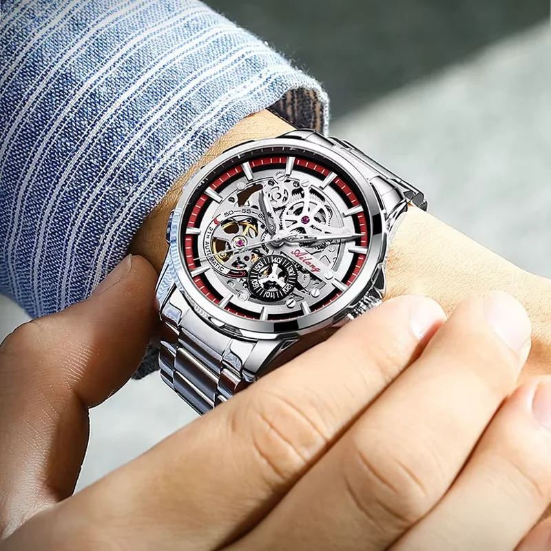 Large Unique Design AILANG Skeleton Dial Watch 8650 Stainless Steel Automatic Mechanical Watches relogio Waterproof High Quality