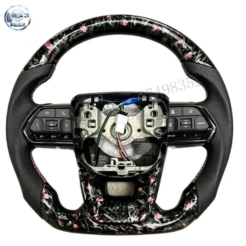 Pastel pink Carbon Fiber Steering Wheel for Lexus Toyota Lx570 Gx470   Fortuner Prius Corolla Camry Leather Handle