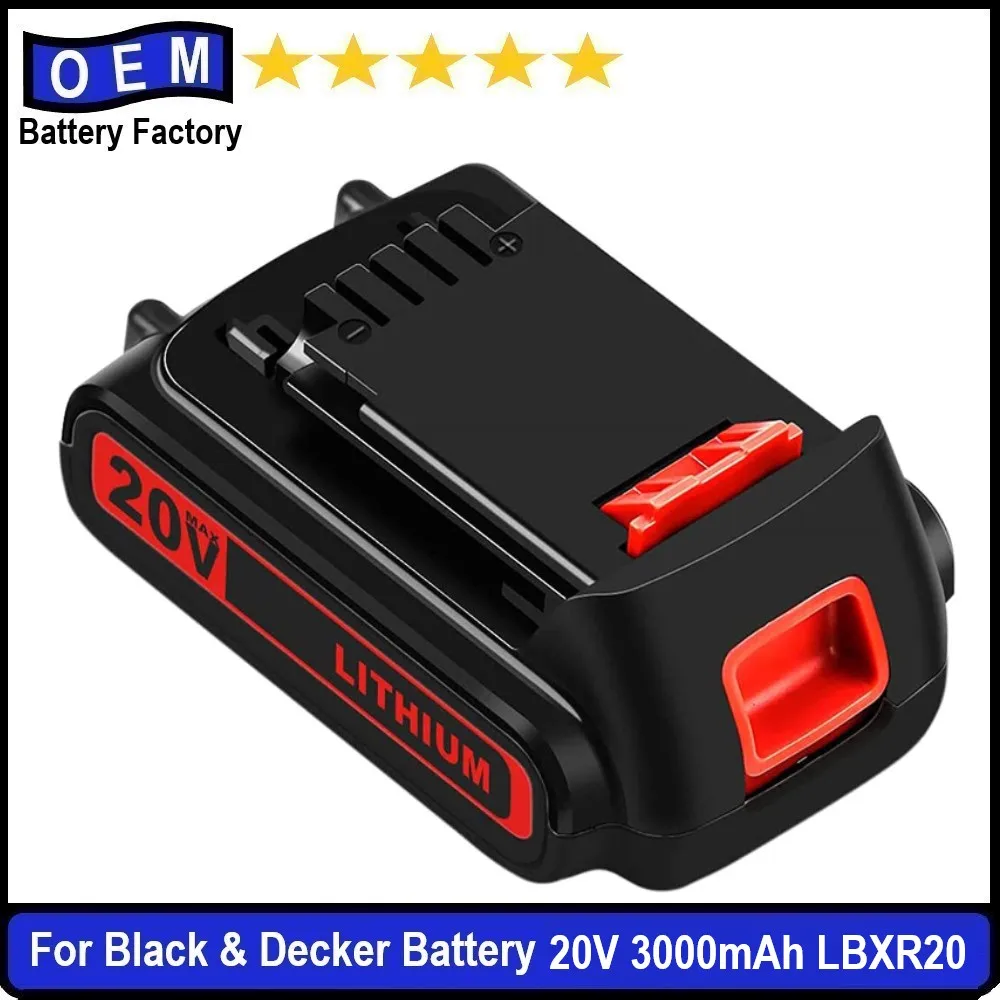 LBXR20 20V 3.0Ah Battery Compatible with Black and Decker Lithium Battery Max LB20 LBX20 LBXR2020-OPE LBXR20B-2 LB2X4020 LST220