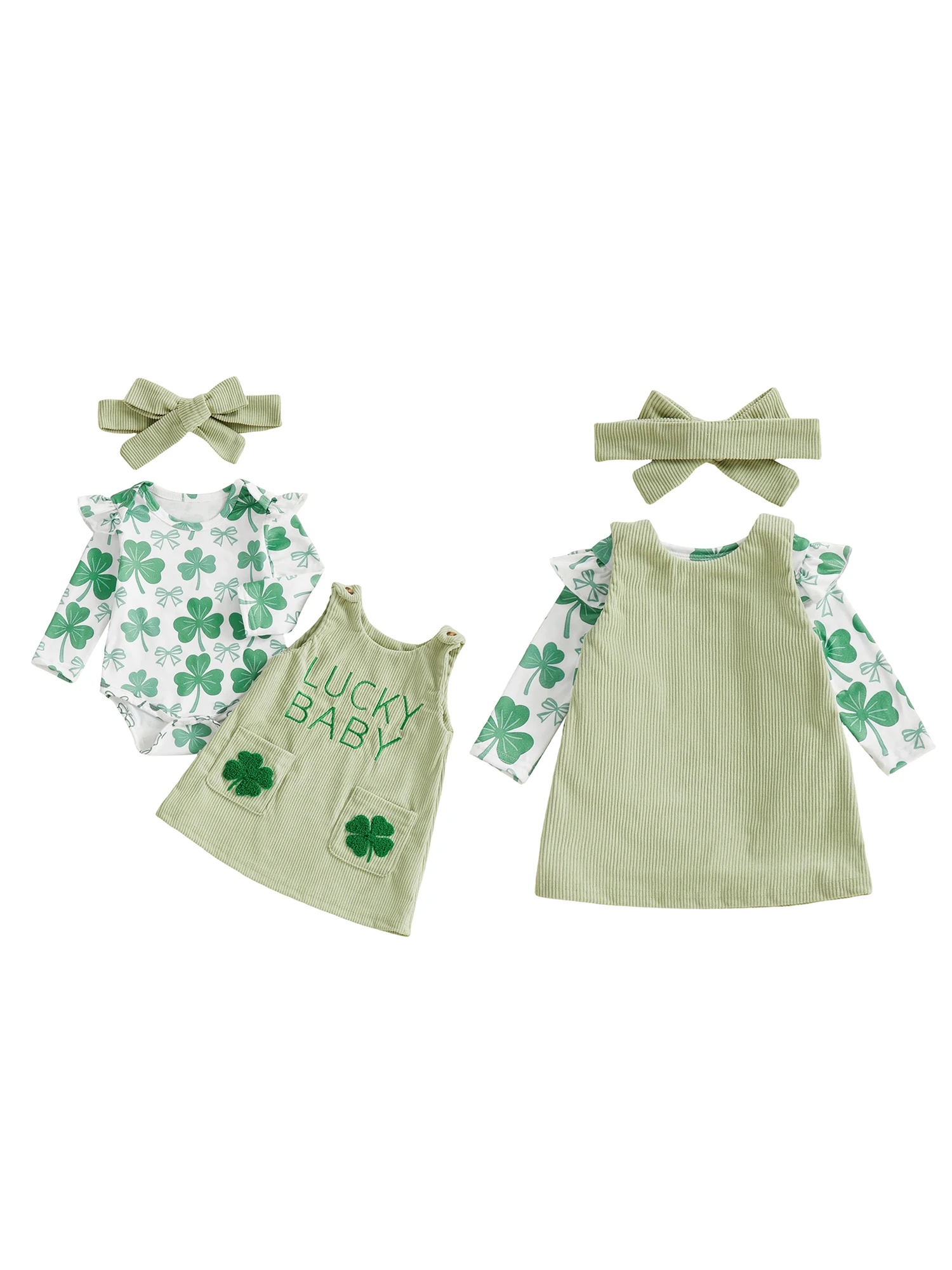 

Adorable Baby Girl St Patrick s Day Outfit with Shamrock Romper Dress and Headband - 3 Piece Set for Irish Cuties