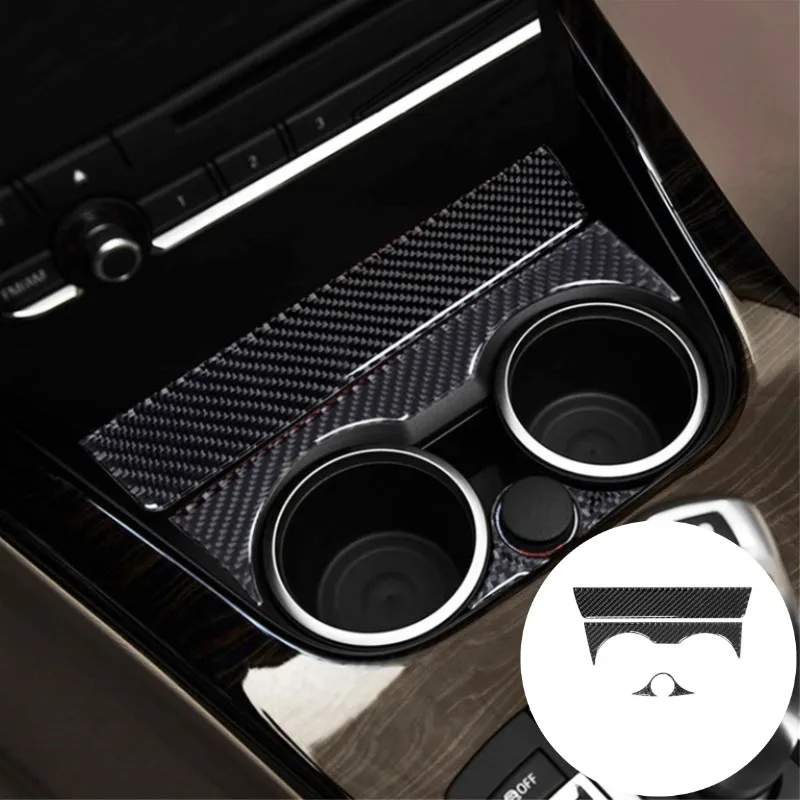 3Pcs Carbon Fiber Car Central Water Cup Panel Sticker For BMW X3 F25 X4 F26 2011-2017 Styling Accessories