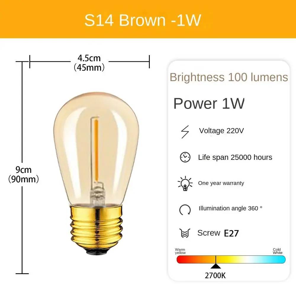 hot 1W 2W Crystal Light Bulb 27 Incandescent Candle Bulb Light Candle Warm White Light Bulb 2700K White Light