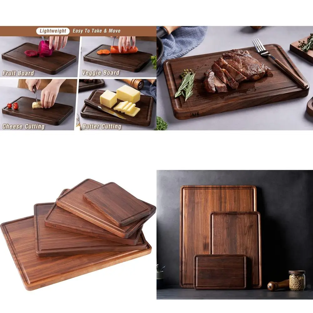 

Разделочная доска из орехового дерева 12x8 дюймов с глубокой канавкой и боковой ручкой — толстый кухонный разделочный блок для мяса и сыра, идеальный подарок f