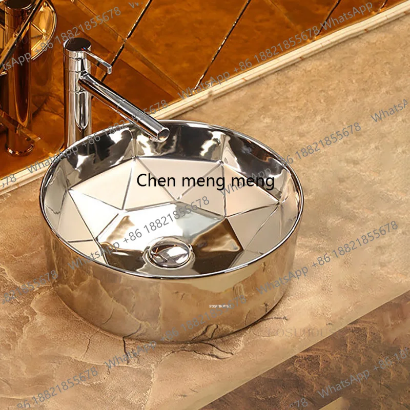 

Золотые гальванизированные круглые умывальники: элитные керамические раковины для ванной комнаты, креативные накладные умывальники для туалета