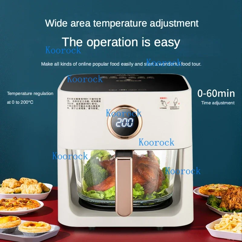 Visual Air Fryer for Home, 5-in-1 Smart Electric Fry Pot with Tempered Glass Lid, See-Through Cooking, Auto Chip Maker