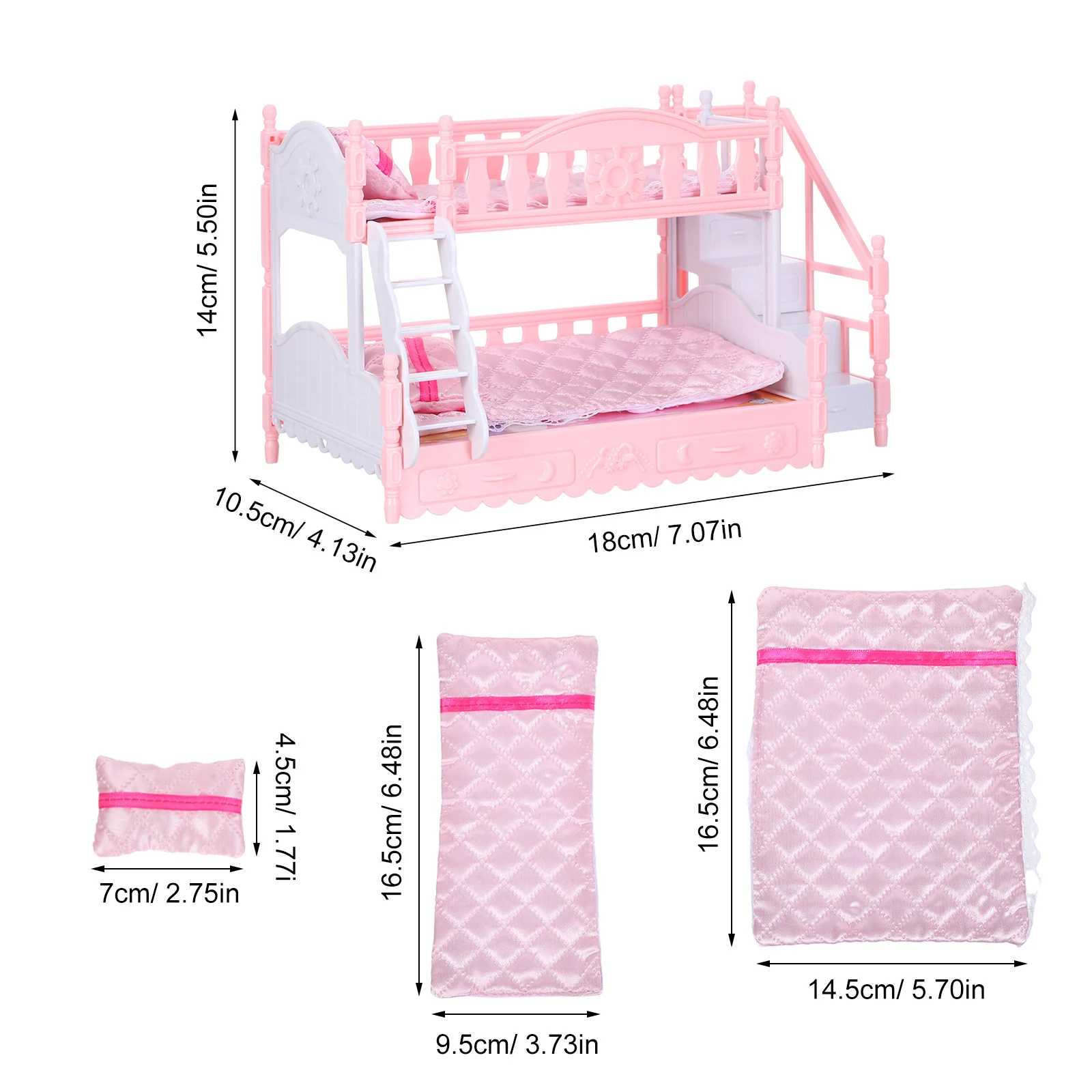 1 Juego de 1 Juego de litera para casa de muñecas 1:12, Mini muebles para niños, juego realista, simulación segura y duradera, decoración de habitación, juego de dormitorio