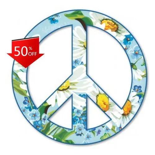

Peace Sign Flowers Daisies Trendy Walls Laptop Window Camper Van Waterproof Vinyl Decal Gift Aesthetic Vintage