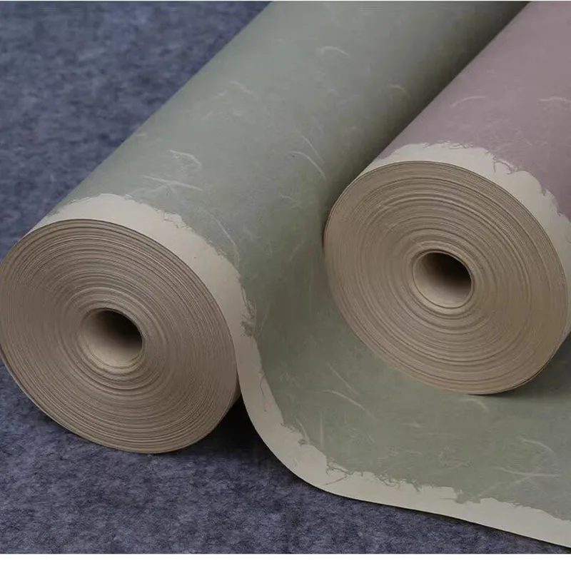 34cm x 20m Half Cooked Rice Paper Roll, Long Scroll Calligraphy Paper for Chinese Brush Writing, Traditional Xuan Paper Roll