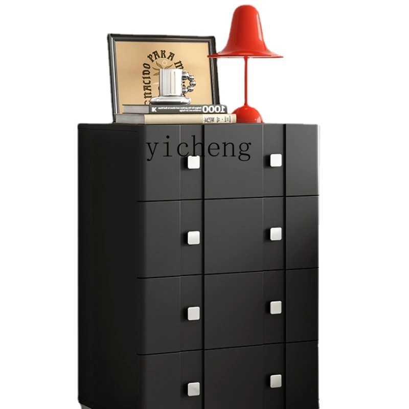 Yy Black Chest of Drawers Storage Cabinet Modern Minimalist Living Room Sofa Side Cabinet TV Cabinet