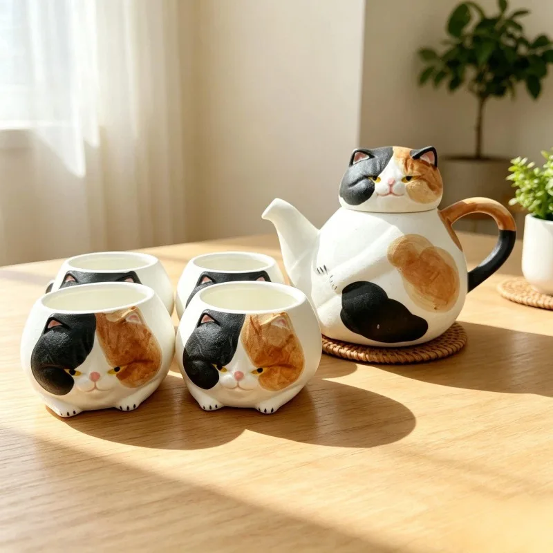 Nordic Ceramic Cat Teapot Ornaments Living Room Bedroom Dining Table Tea Table Teapot Mug Set Crafts Home Decoration Accessories
