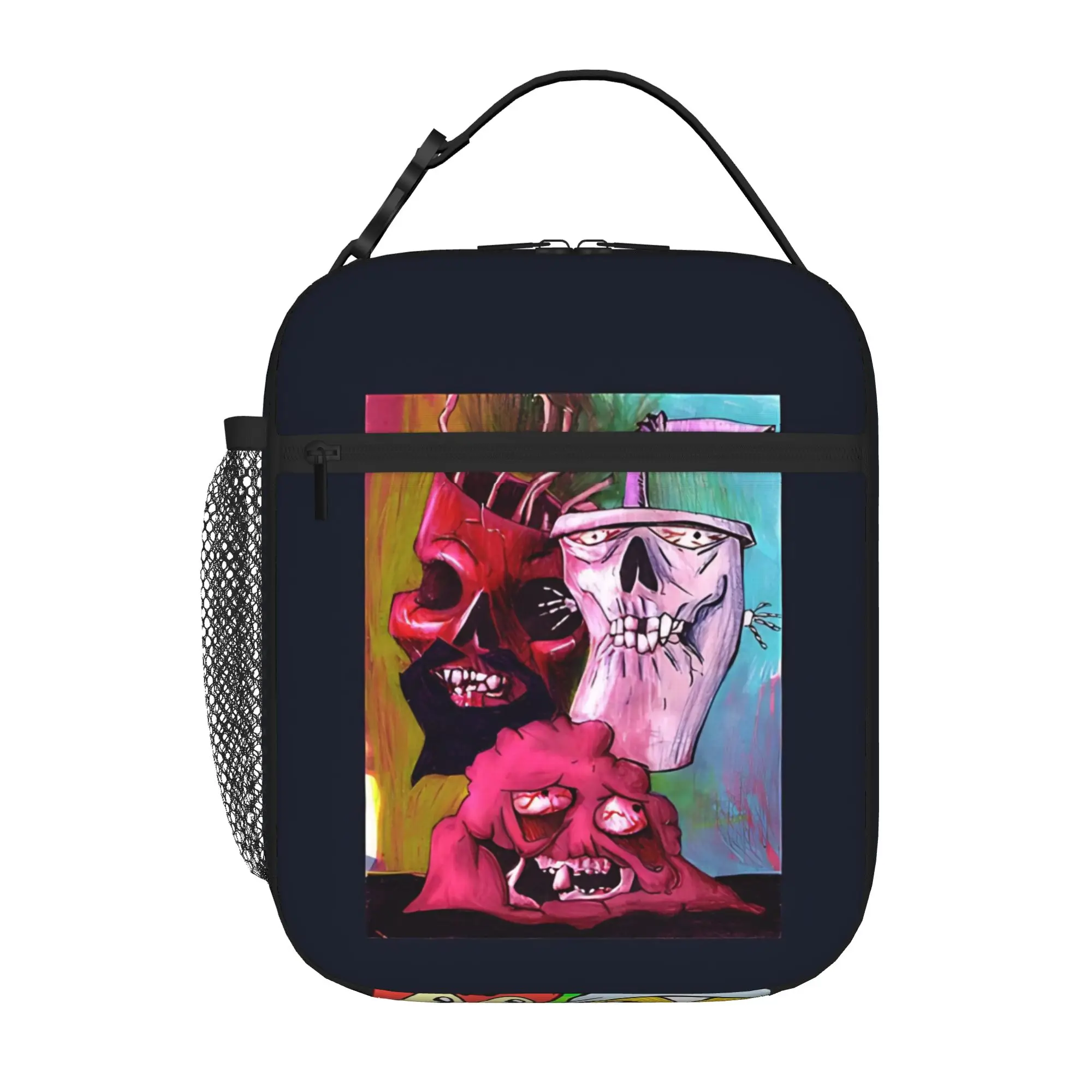 1 Piece Portable Lunch Container weird surreal food  Zipper Closure Durable Pocket ATHF For Lunch Box Bag