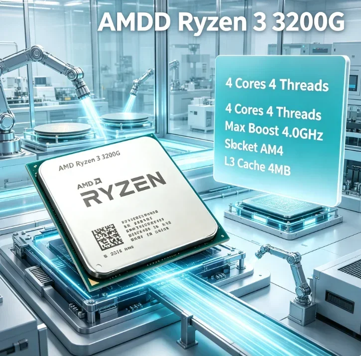 Energy Saving AMD 3200G 4 Core 3.6GHz Boost 4.0GHz 4MB L3 65W AM4 No Cooler Suitable Long Running Download Idle Study
